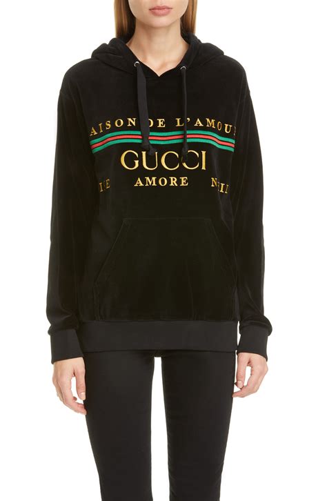 gucci oversize velour hoodie|designer Gucci sweatshirt.